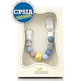 Pacifier Clip - 2 in 1 - Modern and Trendy - Teething Silicone Beads with Unique Shapes - Best for Teether Toys, Stuffed Animals, Soothie/MAM, Infant Blankets & Drool Bibs - Boy's Binky Holder