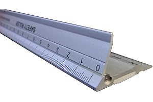 IMPERIAL GLOBAL Ruler, New Design 30 cm (12 Inch) Metal Craft Safety Ruler,Light Weight with Folding Safety Guard.Use with Rotary Cutter,Stanley or Xacto. for Paper,Leather,Fabric,Quilting,Scrap Booking,Art,Office.