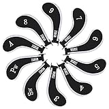 10L0L Golf Head Covers,Neoprene Zippered Golf Club Head Iron Covers - Set of 10 (black and white)