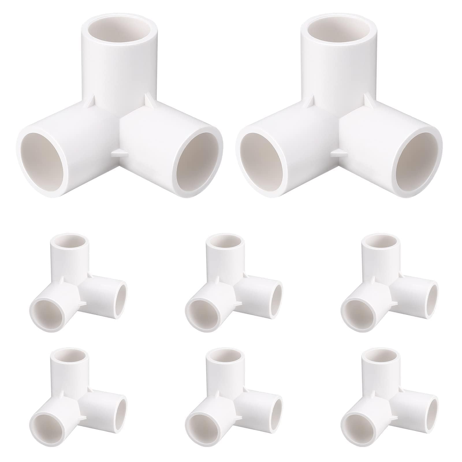 DEWIN 3 Way Pipe Fitting,10Pcs 3 Way Pipe Fittings PVC Plastic Tee Fitting Elbow Corner Connector 25mm Inner Diameter(White)