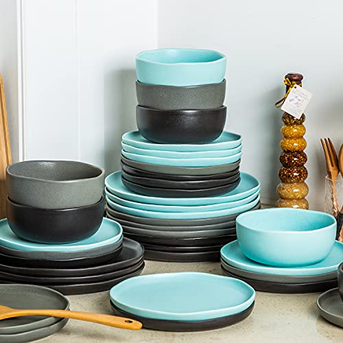 AmorArc Porcelain Dinner Plates Set of 6, Wavy Rim 10.5 Inch Handcraft