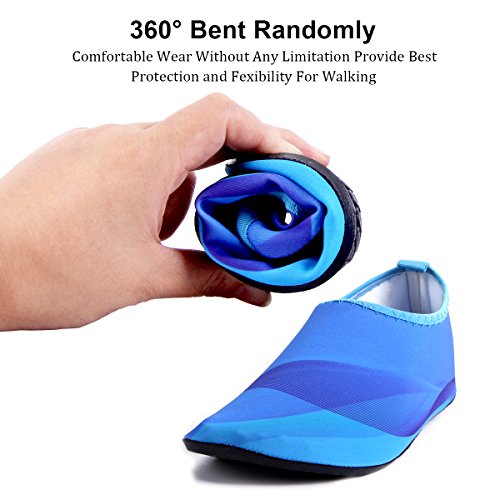 HQdeal Women’s Men’s Water Shoes Quick Drying Outdoor Sports Athletic Sneakers Aqua Shoes Slip On Lightweight Yoga Socks for Swimming Diving Surfing Snorkeling Boating Beach Walking Cool Blue