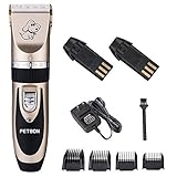 ZMG Rechargeable Cordless Pets Electric Hair Clippers Low Noise Dogs Cats Grooming Trimming Tool Kits with Comb Guides for Small, Medium, Large Dogs Cats (Gold-black)