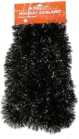 Elegant Hanging Tinsel Garland - Halloween Themed - Deep Black