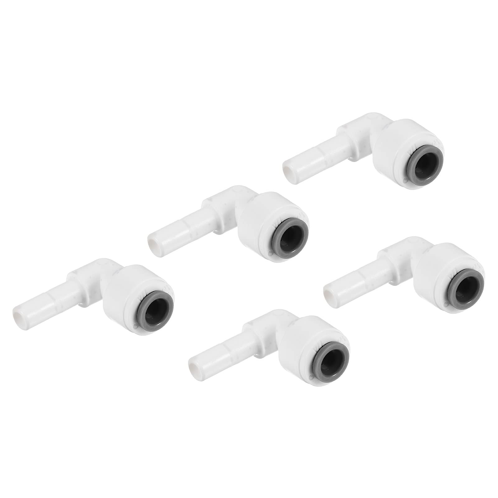 PATIKIL 1/4" Water Pipe Stem Elbow Connector, 5 Pack 90 Degree Push to Connect Water Line Fitting for RO Water System, White