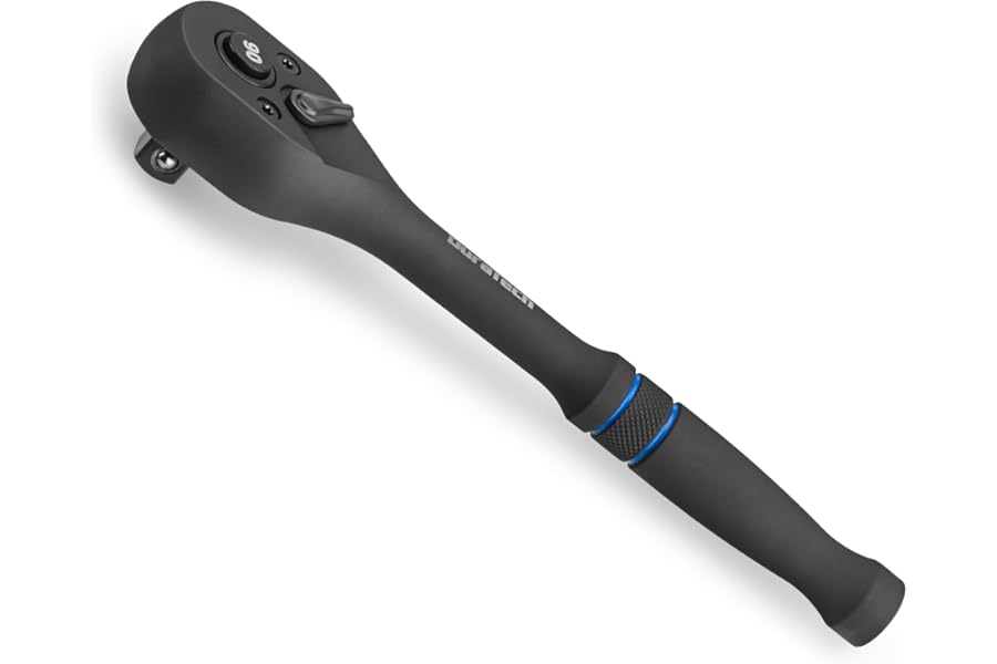DURATECH 3/8-Inch Drive Ratchet, 90-Tooth Quick-Release Ratchet Wrench, Reversible, Cr-V Made, 4° Swing, Manganese Phosphate Black Finish, Gifts for Men Gifts for Women