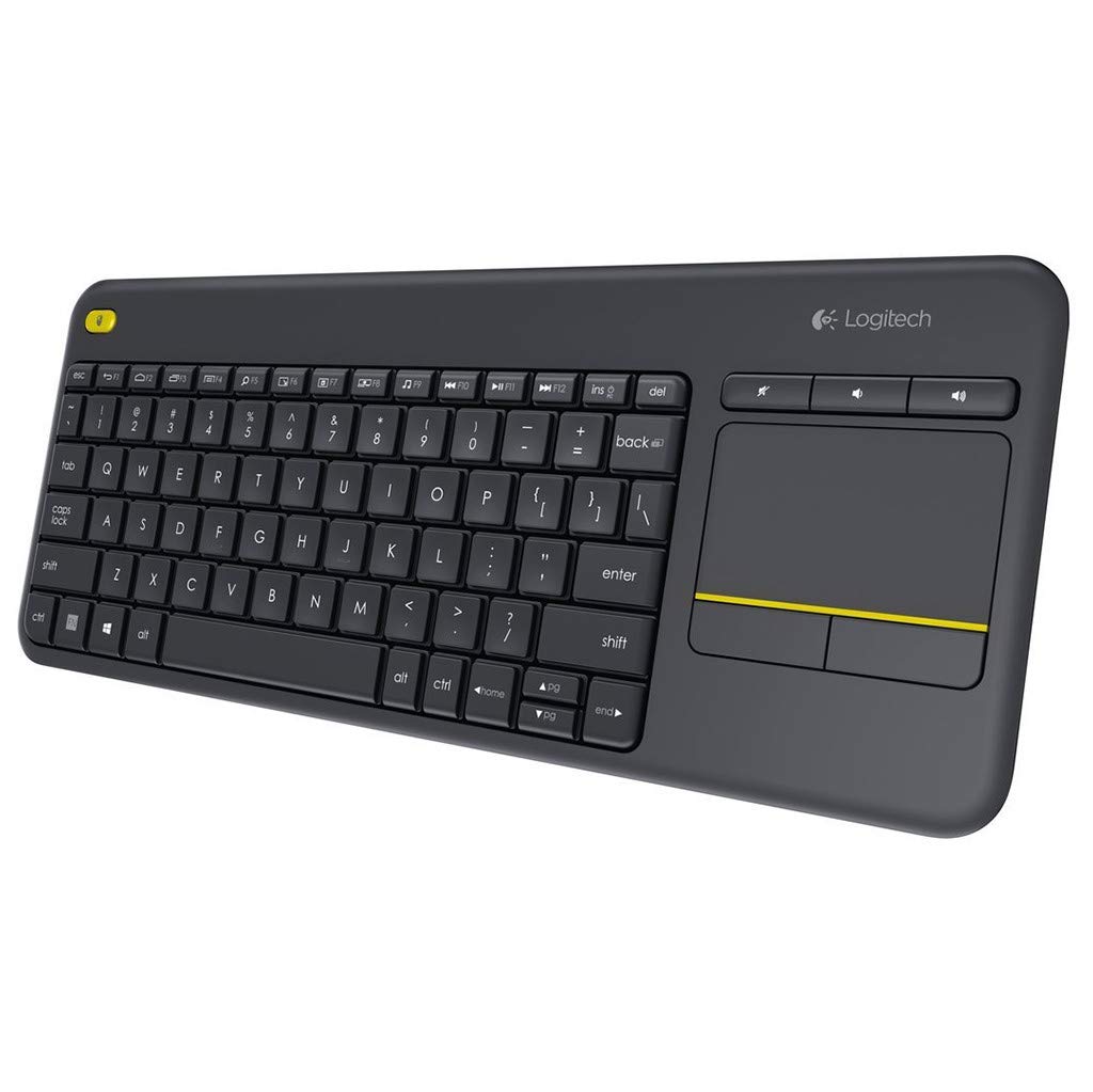 Logitech K400 Plus Kabellose Touch-TV-Tastatur mit integriertem Touchpad, Belgisches AZERTY-Layout - Schwarz