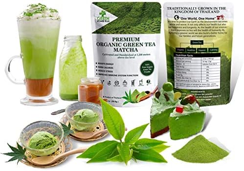 premium organic green tea matcha: pure Japanese ceremonial matcha powder nothing added-Cultivated and handpicked at 1,200 meters above see level, Culinary grade matcha recipes .backing,smoothies,latte