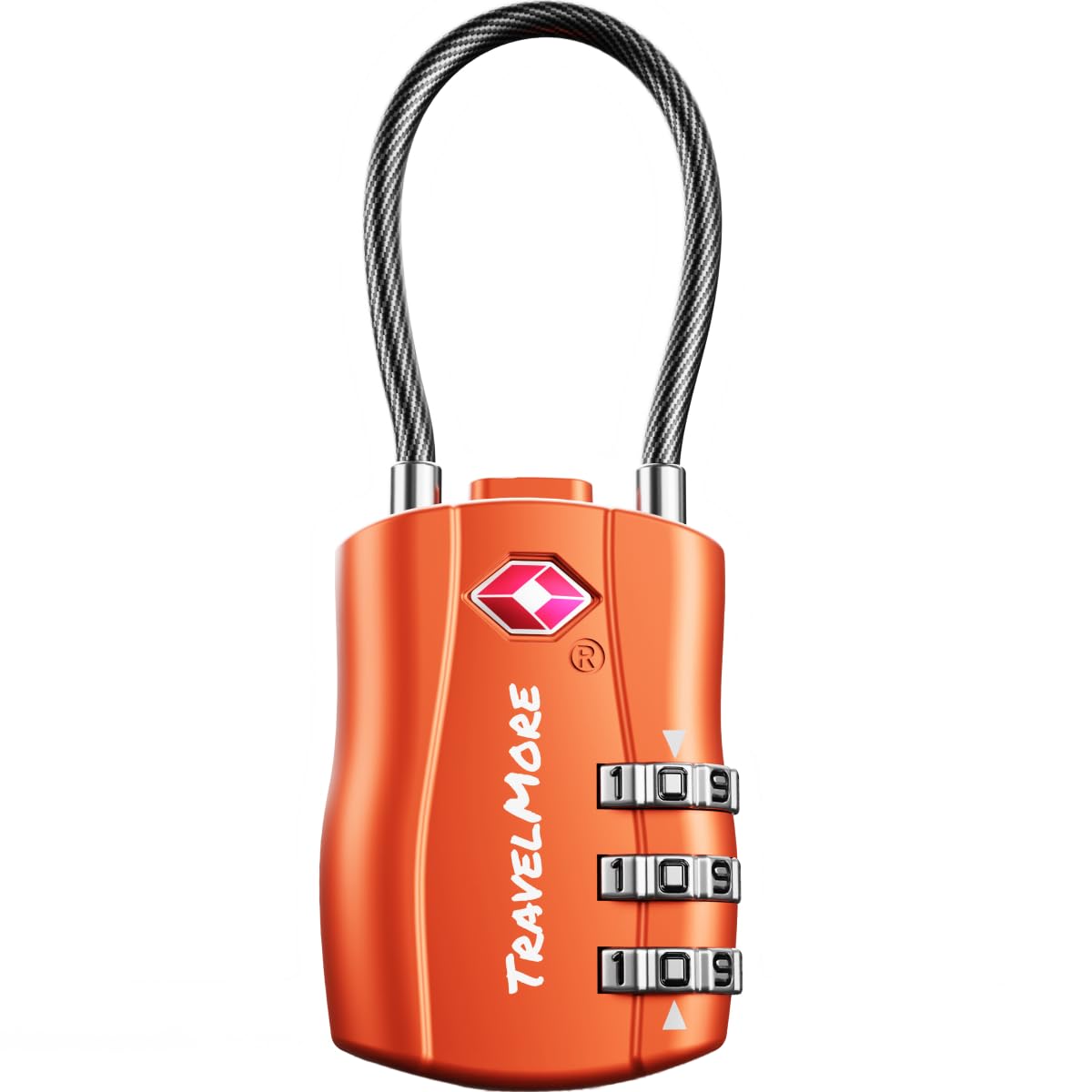 1-Pack TSA Approved Travel Combination Cable Luggage Locks for Suitcases & Backpacks | TSA Lock | Luggage Lock | Orange