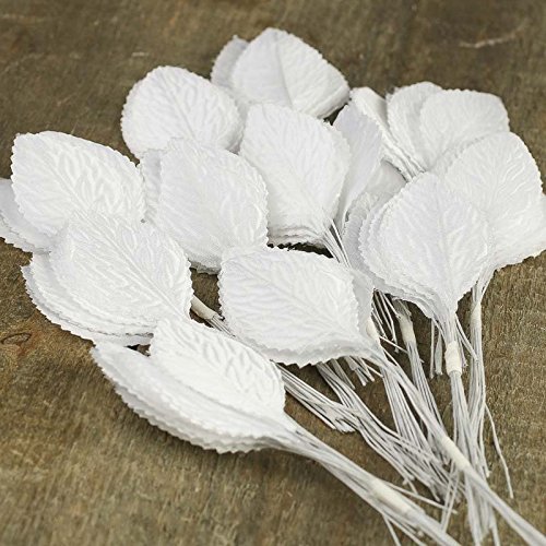 Factory Direct Craft Package of 144 White Artificial Rose Leaves for Embellishing Corsages, Arrangements, and Crafts