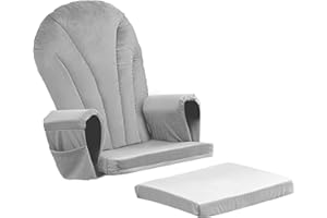 ANMINY 5pcs Glider Rocker Replacement Cushions Set - Thickened Velvet Glider Rocking Chair Cushions with 29 inch High Backrest & Side Pockets for Indoor Nursery, Washable & Non Slip, Gray