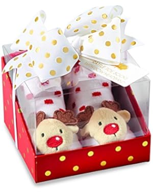 Christmas Baby Girl Rattle Toe Sock & Headband Set