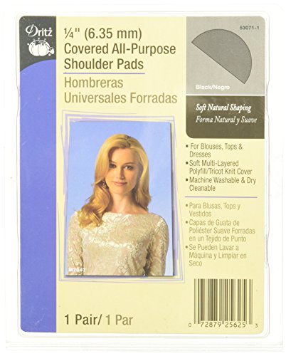 1/4" Covered All-Purpose Shoulder Pads-Black 2/Pkg
