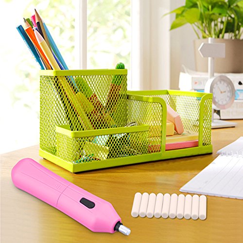 Electric Eraser Kit - XREXS Battery Operated Eraser with 10 Eraser Refills, Auto Pencil Eraser for Students, Artists 2 AAA Batteries not included (pink)