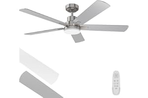 REGAIR Ceiling Fan With Light 52-Inch, Remote Control Reversible DC Motors, 3CCT Dimmable Timer Noiseless, Nickel Ceiling Fan for Bedroom Living Room, Indoor&Outdoor ETL Listed