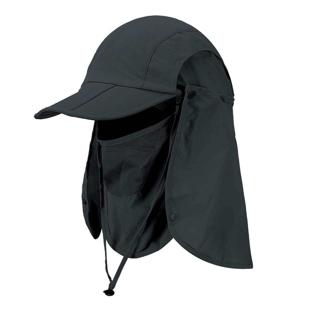 Photo 1 of Cristgee Foldable Sun Cap, Fishing Hats, UPF 50+ Protection Caps with Face Mask Neck Flap Black
