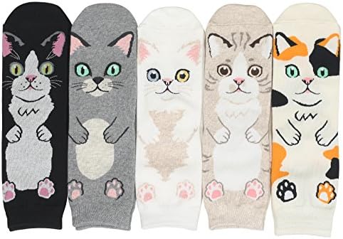 CUSTOMONACOWomen's Cool Animal Fun Crazy Socks (Fluffy Kittens 5 Pairs)