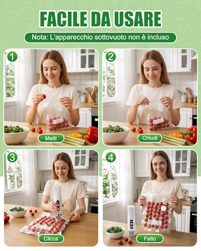 Babacom 30 Pieces Reusable Vacuum Food Bags with Air Valve and 10 Locking Clips (L:30 x 34 cm), BPA Free, Vacuum Food Bags for Freezer/Sous Video Cooking/Storage