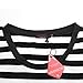 VESSOS Women's Stripes Patchwok A-line Short Sleeve Cocktail Midi Dress Dark  Black Small