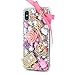 iPhone X Case, iPhone Xs Case, Mavis's Diary Full Edge Protective Plastic Case, 3D Handmade Crystal Clear Bling Diamonds Shiny Rhinestone Gold Crown Key Pink Bowknot Hard PC Cover for iPhone X/Xs