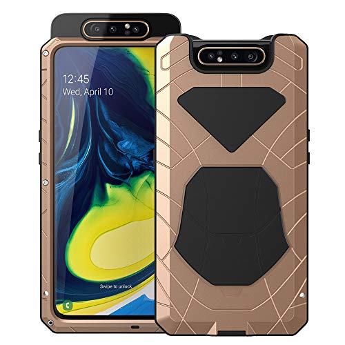 Feitenn Galaxy A80 Case, Samsung A80 Case Heavy Duty, Metal Cover Gorilla Glass Armor Aluminum AlloyBumper Military Shockproof Defender Men Gift Outdoor Hard Shell for Samsung Galaxy A80 2019 - Gold