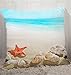 Wonder4 Decorative Throw Pillow Covers Set of 4 Cotton Linen Cushion Covers 18 x 18 inch Throw Pillow Case Home Decor Patio Pillow Cover with Conches, Starfishes, Stones, Sunshine, Sea, Beach Pattern
