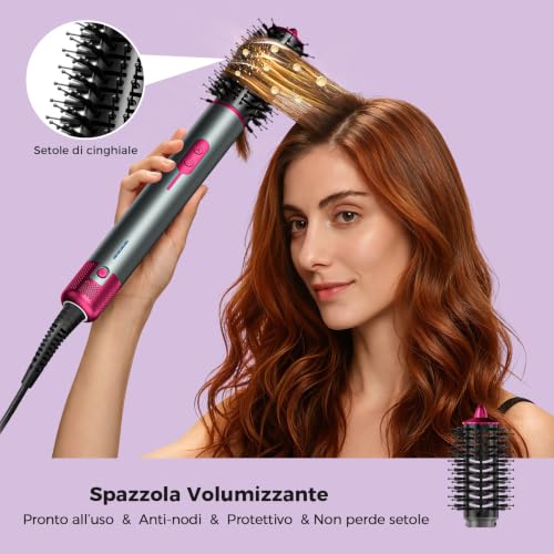 Air Styler 7 in 1 Coanda: Modellatore Multifunzione con Tecnologia Ionica | Custodia in Pelle, Boucleur 30&40mm, Asciugatura rapida 1700W, per Tutti i Capelli: Arriccia, Liscia, Volumizza, Senza Danni