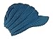 Jiaolun Teal Cable Ribbed Knit Beanie Hat w/Visor Brim – Chunky Winter Skully Cap