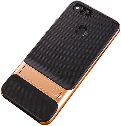Norby Dual Layer PC with TPU Shock Proof Kick Stand Kickstand Back Cover Case for Huawei Honor 7X (Gold)