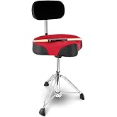 EASTROCK Drum Throne with Backrest,Heavy Duty Drum Stools Height Adjustable Motorcycle Style Hydraulic Drum Seat Drum Chair for Adult Drummer(Red)