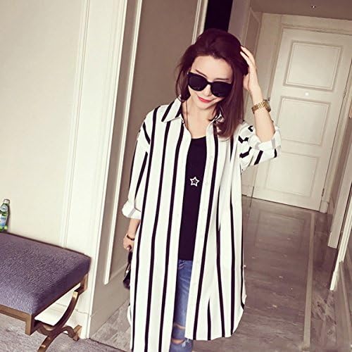 Amazon Co Jp ロングシャツブラウス シャツワンピース シャツカーディガン アウター ストライプ柄 シャツチュニック シャツワンピ シャツ ブラウス ロング ストライプ 画像参照 フリー 服 ファッション小物