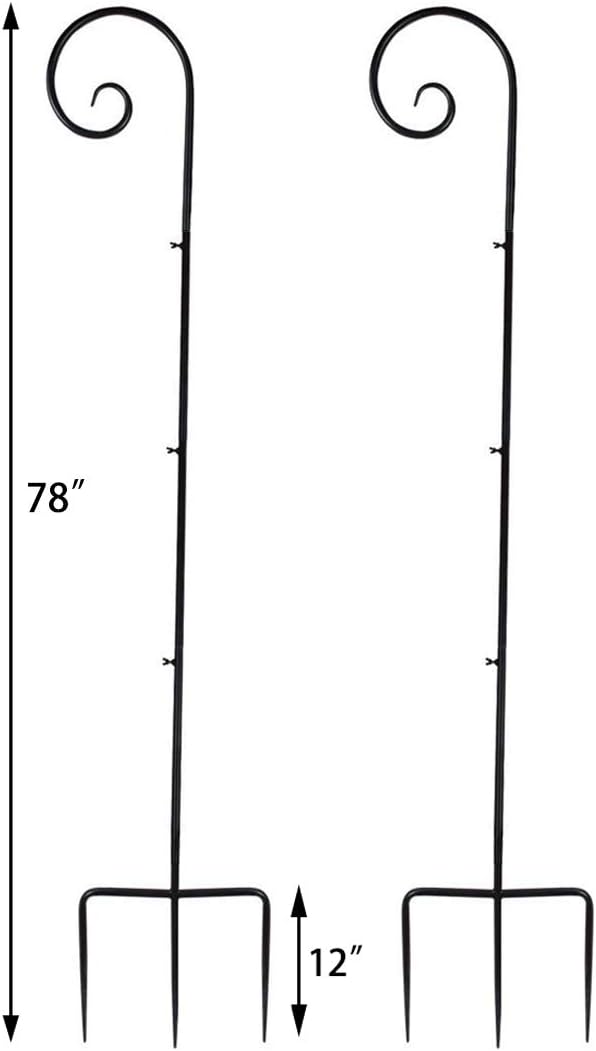 Vencer Set of 2 Shepherd Hook 78 Inch Heavy Duty 7/10 in Thick Rust Resistant Premium Metal Hook for Weddings Hanging Plant Baskets Solar Lights Christmas Lights Lanterns Bird Feeders,VHH-003