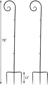 Vencer Set of 2 Shepherd Hook 78 Inch Heavy Duty 7/10 in Thick Rust Resistant Premium Metal Hook for Weddings Hanging Plant Baskets Solar Lights Christmas Lights Lanterns Bird Feeders,VHH-003