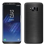 Decalrus Protective Vinyl Skin Decal for Samsung Galaxy S8 BLACK Texture Brushed Aluminum case wrap cover sticker skins BAglxyS8Black