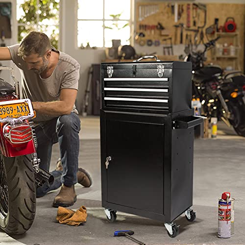 3Drawer Tool Chest Tool Box with 4 Wheels,Removable Portable SetTop