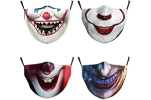 TANDARUI Halloween Horror Face Masks 4 Pack, 3D Color Printed Polyester Washable & Reusable, Wind and Dust Resistant Warm Scarf