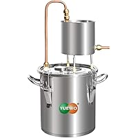 YUEWO Moonshine Still Alcohol Distiller Alembic Spirits Alcohol Wine Making Boiler with Thermometer Pump for Whisky…
