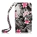 Cellularvilla Wallet Case for Samsung Galaxy S5 Pu Leather Wallet Card Flip Open Pocket Case Cover Pouch (Black Pink Flower)
