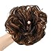 REECHO Messy Bun Hair Piece, 2PCS Tousled Updo Hair Bun Extensions Hair Scrunchies Curly Wavy Ponytail Hairpieces Hair Accessories for Women Girls - Dark Brown with Strawberry Blonde Highlights