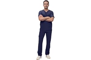 Monarch Uniforms Men's Scrub Set V-Neck Scrub Sets with Nine Large Pockets