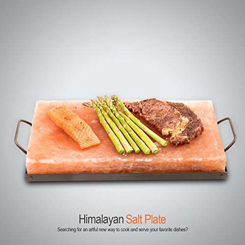 Himalayan Chef Pink Salt Cooking Plate 8" x 12" x 2" Block Cooking Salt Plate & Holder Set