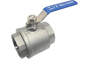 Megairon 316 Stainless Steel 1/8"~3" Full Port Ball Valve with Blue Vinyl Handle, NPT Female x Female Thread,1000 WOG (3")