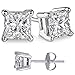 Round or Princess 925 Sterling Silver Cubic Zirconia Stud Earrings Choose From 1.00 Carat to 10 Carat Total Weight