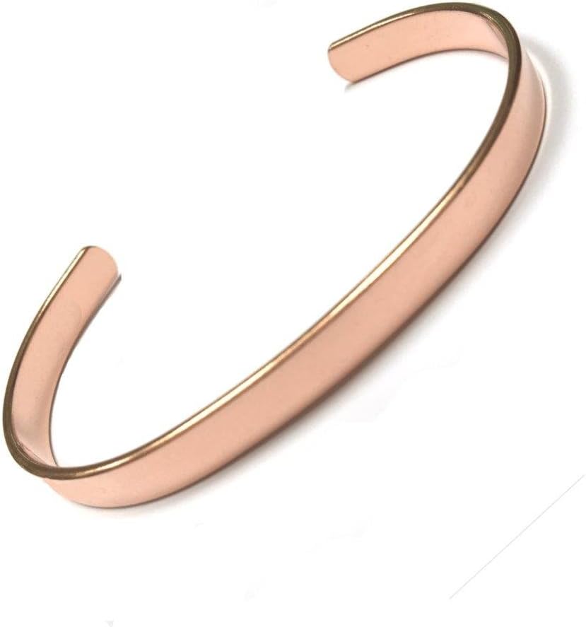 Plain Solid Pure Copper Bracelet 6.35mm Wide (SM) - Fits Wrists up to 19cm