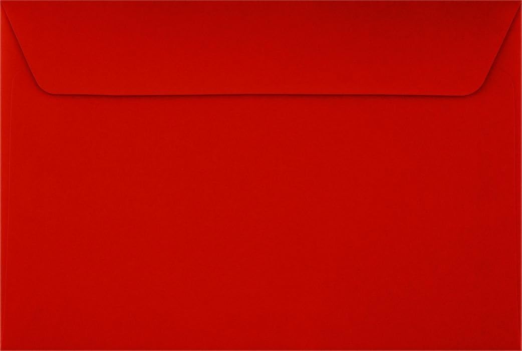 6 x 9 Booklet Envelopes - Holiday Red (50 Qty.) : Office Products