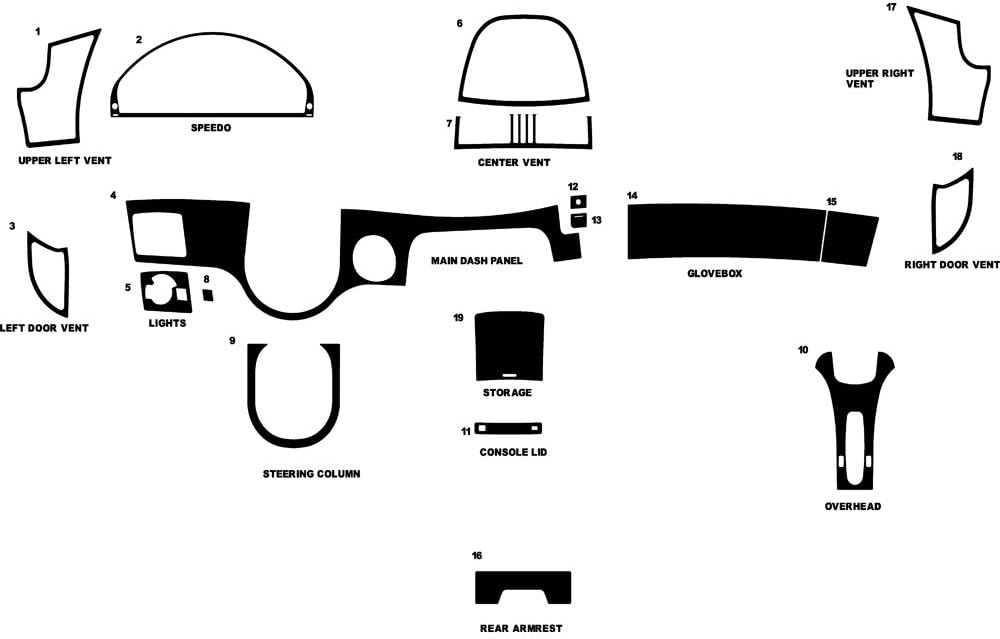 Rvinyl Rdash Dash Kit Decal Trim for Mercedes-Benz CL-Class 2000-2005 - Wood Grain (Burlwood Matte)
