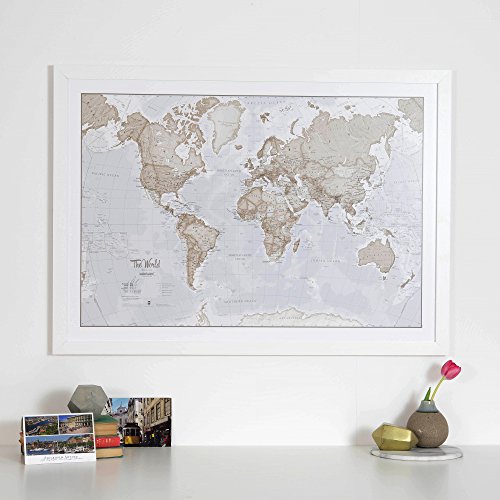 World Map Art Neutral - Silk Art Print