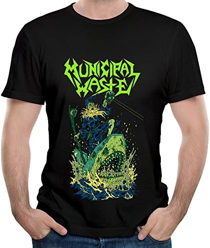 Loly Brand Men's Rock Band Municipal Waste Terror Shark Song Classic Short Sleeve XXL