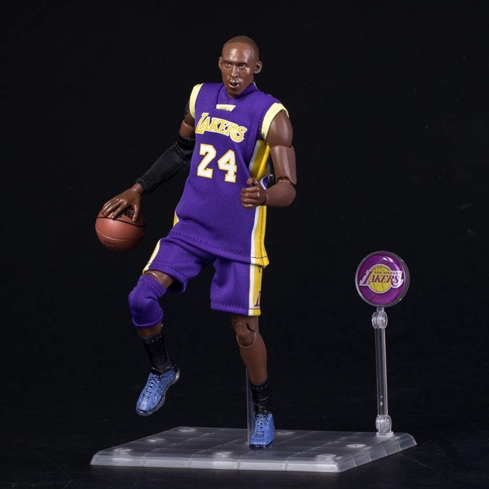 CHUANGRONG NBA Basketball Star Model Doll Hand-Made Souvenir 24 Kobe 1/6 Purple Clothes Movable Doll Hand-Made Model Desktop Decoration PVC Collection Decoration Crafts About 23cm Vinyl Statue
