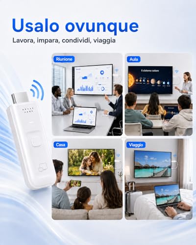 Wireless HDMI Dongle Adapter, 1080P@60Hz Stick Miracast AirPlay DLNA Screen Mirroring Stick, 2.4GHz & 5GHz, Plug & Play Portable HDMI Extender for PC/Laptop/Smartphone to TV/Monitor/Projector